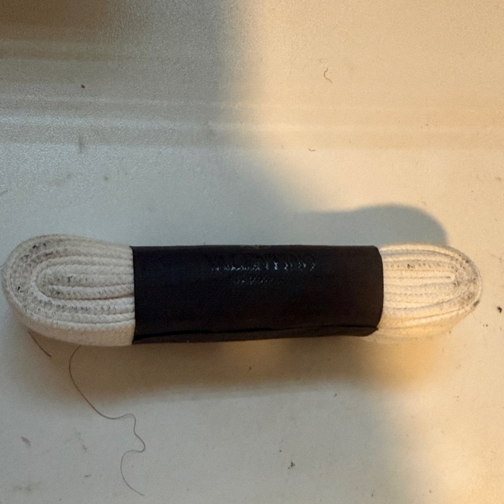 Valentino White Shoelaces with Black Band